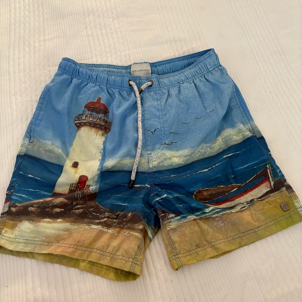 Blue Lighthouse Swim Trunks